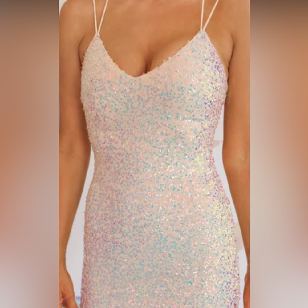 Frock candy sequent, ivory, mini dress